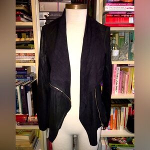 Zara Black Faux Leather Drape Jacket
